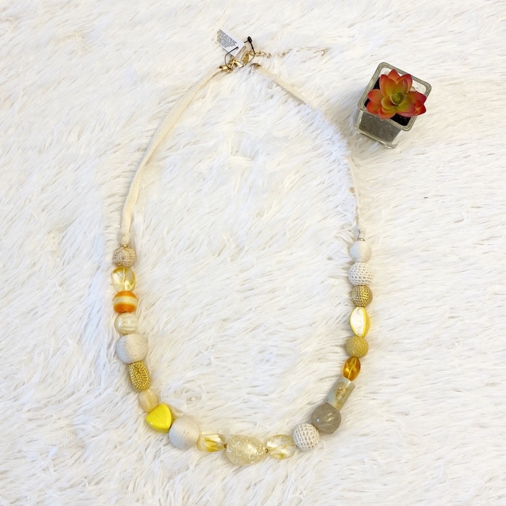 NWT CHICOS | Pastel Beaded drop gold necklace summer